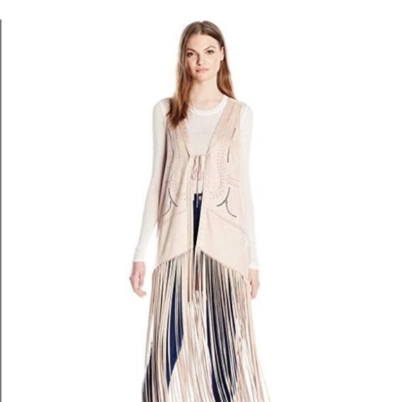 Jessica Simpson Tasmania Pink Fringe Floor Length Western Vest NWOT Sz Sm - Picture 9 of 9